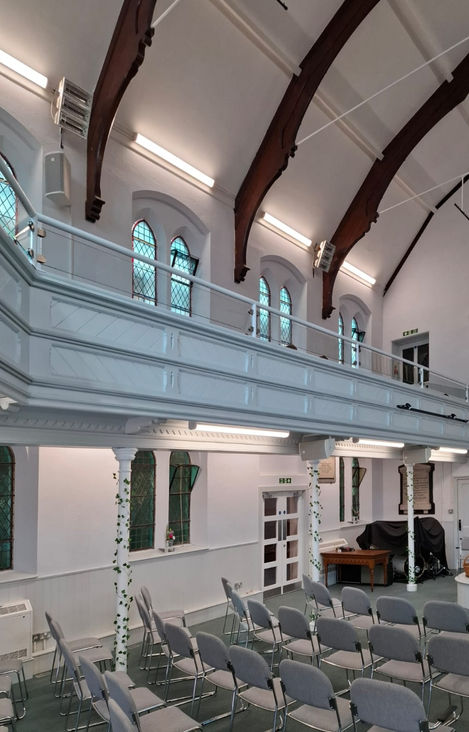 Interior of church with lighting