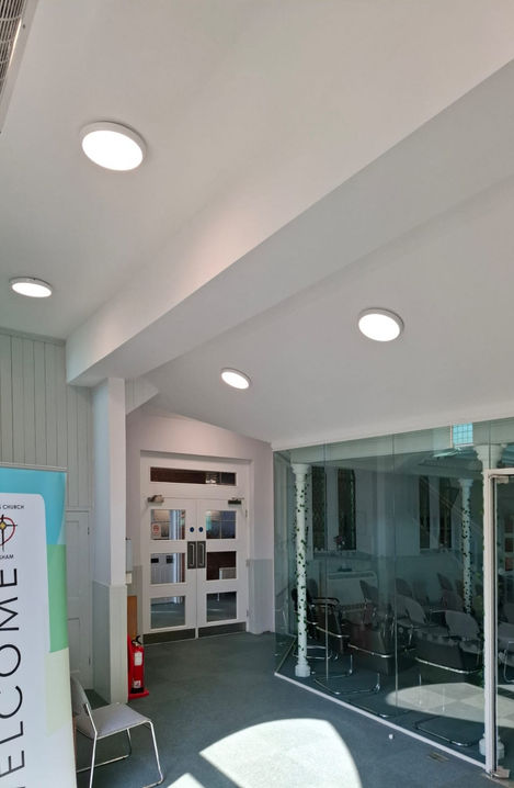 Interior of church with lighting