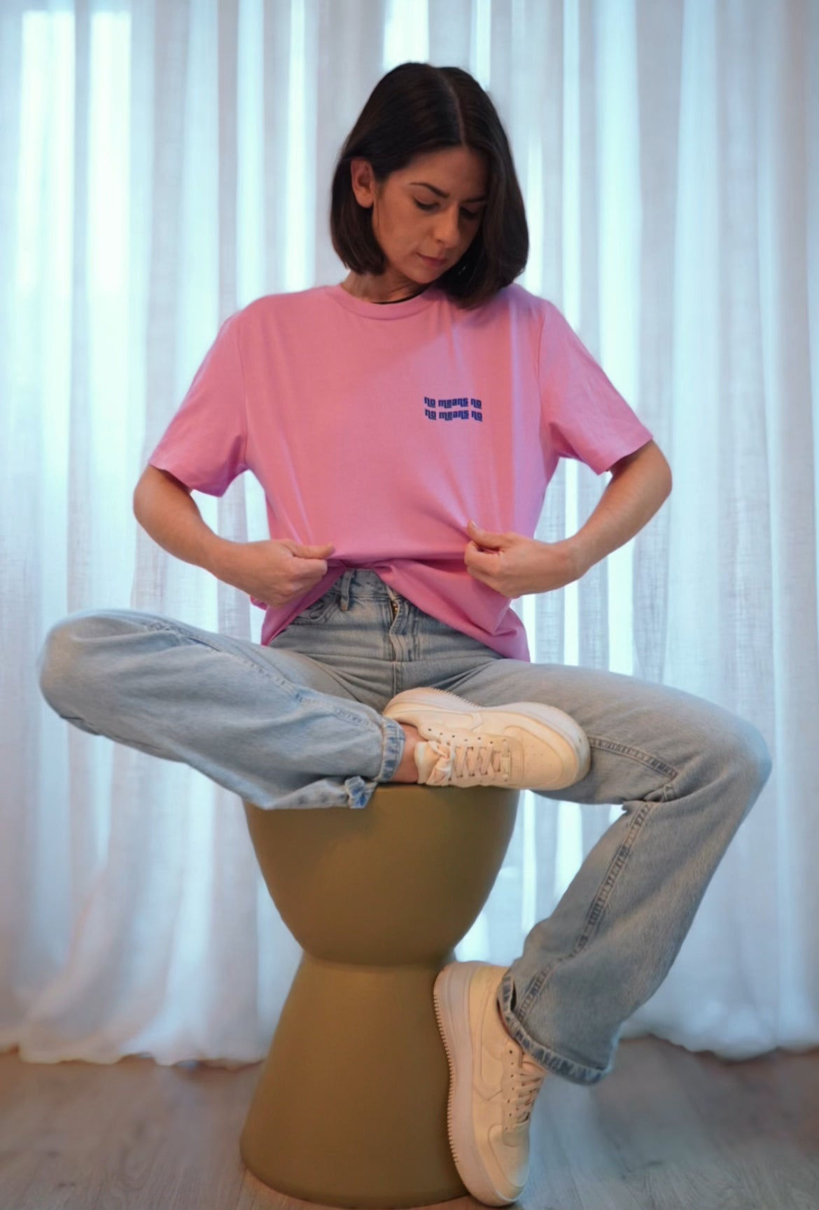 NO MEANS NO – UNISEX OVERSIZE SHIRT BUBBLE PINK