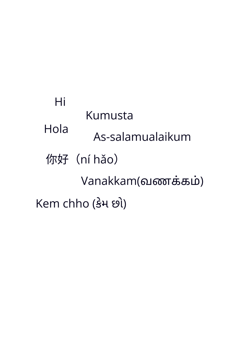 Hi  in different languages