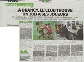 Le RC Drancy dans Le Parisien de ce
9 septembre 2018 !