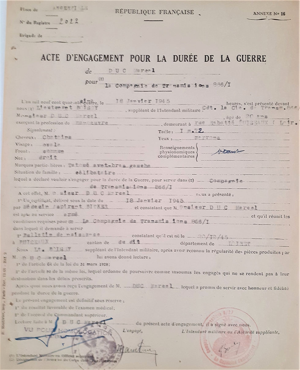 Miniature : Document - FR245805j Acte engagement FFI, Cie Trans 866-I