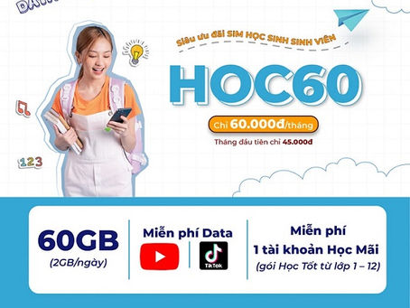 Hướng dẫn đăng ký gói cước HOC60 Vinaphone ưu đãi 60GB data kèm tiện ích chỉ 60K