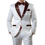 Miniature : Customized White Men Suits Single Breasted Red Notch Lapel Slim Fit Male Clothin