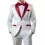 Miniature : Customized White Men Suits Single Breasted Red Notch Lapel Slim Fit Male Clothin