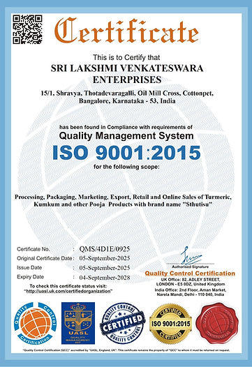 ISO Certification of Sthutisu products