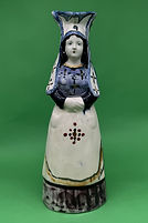 Breton Woman toby jug medium white - Quimper circa 1970