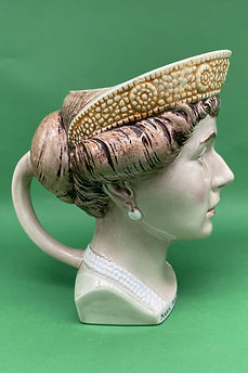 Maria Queen of Romania character jug - Sarreguemines circa 1910