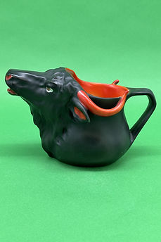 Water Buffalo character jug creamer black - Royal Bayreuth circa 1920