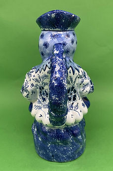 Jester toby jug blue white faience - Desvres circa 1900