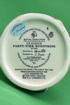 Party-Time Bunnykins toby jug - Royal Doulton 2001