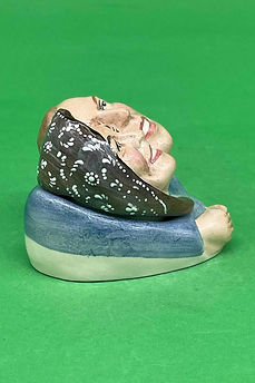 William & Catherine face pot prototype blue color trial - Kevin Francis 2012