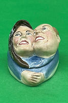 William & Catherine face pot prototype blue color trial - Kevin Francis 2012