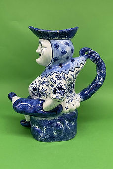 Jester toby jug blue white faience - Desvres circa 1900