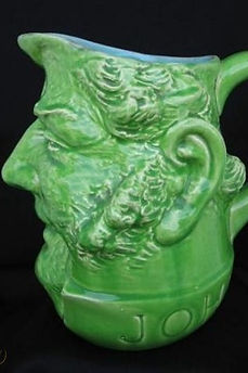 John Bull character jug large green - Sarreguemines circa 1905