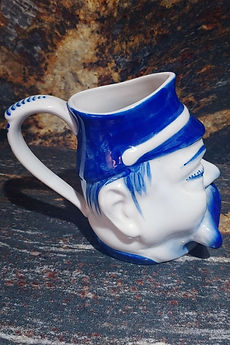 Working Man character jug blue white colorway - Viana Do Castelo circa 1960