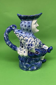 Jester toby jug blue white faience - Desvres circa 1900