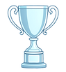 trophy, as an icon, more simple, just linework. light blue behind the object. only blue, o