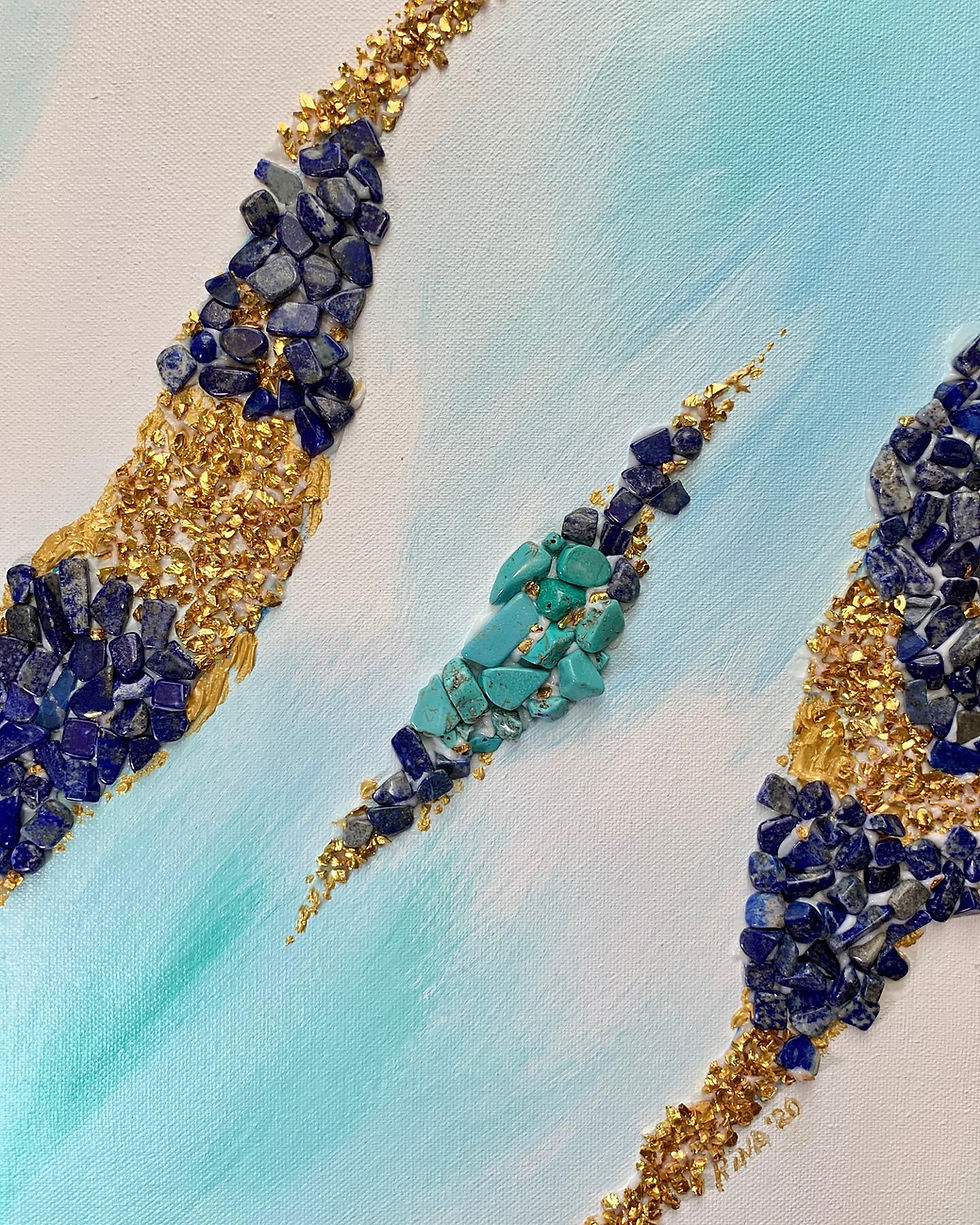 Harmony - An artwork done with semi precious stones - Lapis lazuli, Howlite Turquoise and 