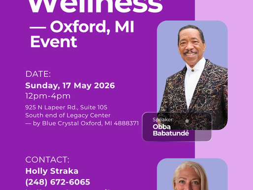 Quantum Waves Wellness to Host Special Event Featuring Obba Babatunde and Dr. Sandra Rose Michael in Oxford, Michigan on Sunday, May 17
