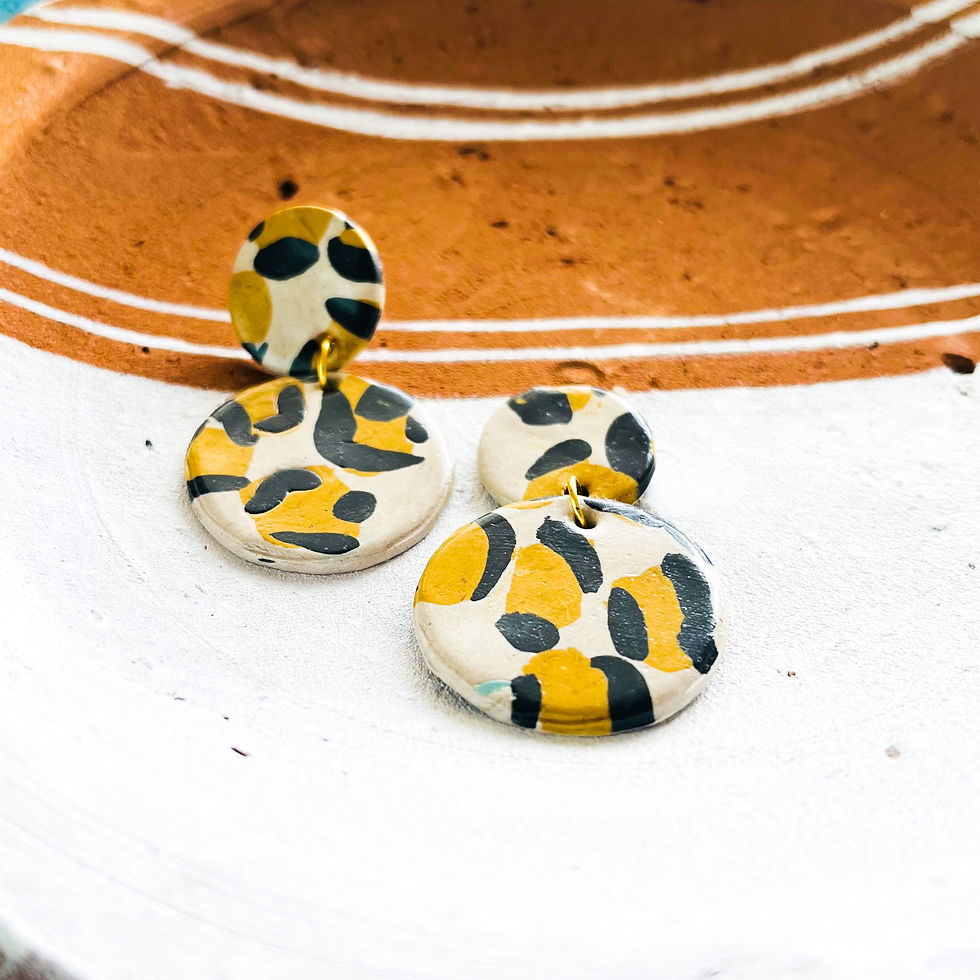 Thumbnail: Animal Print Circular Drop Earrings