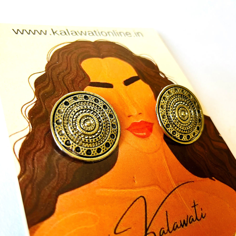 Thumbnail: Oxidised  Round Drop Earring