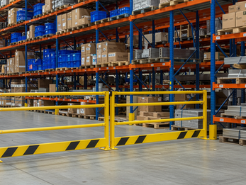 Impact protection bollards and safety barriers installed by MBE Group for industrial site safety.