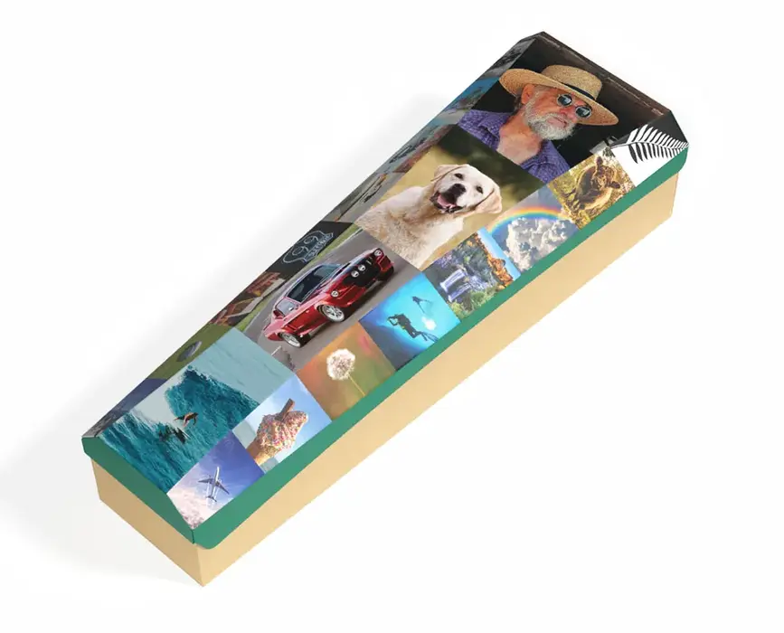 Fully custom photo design cardboard casket option