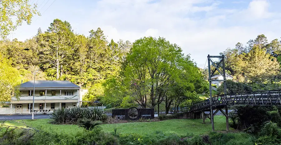 Karangahake Gorge on the Hauraki Rail Trail near Paeroa – historic mining site with beautiful river and bridge, only a short drive from Longridge