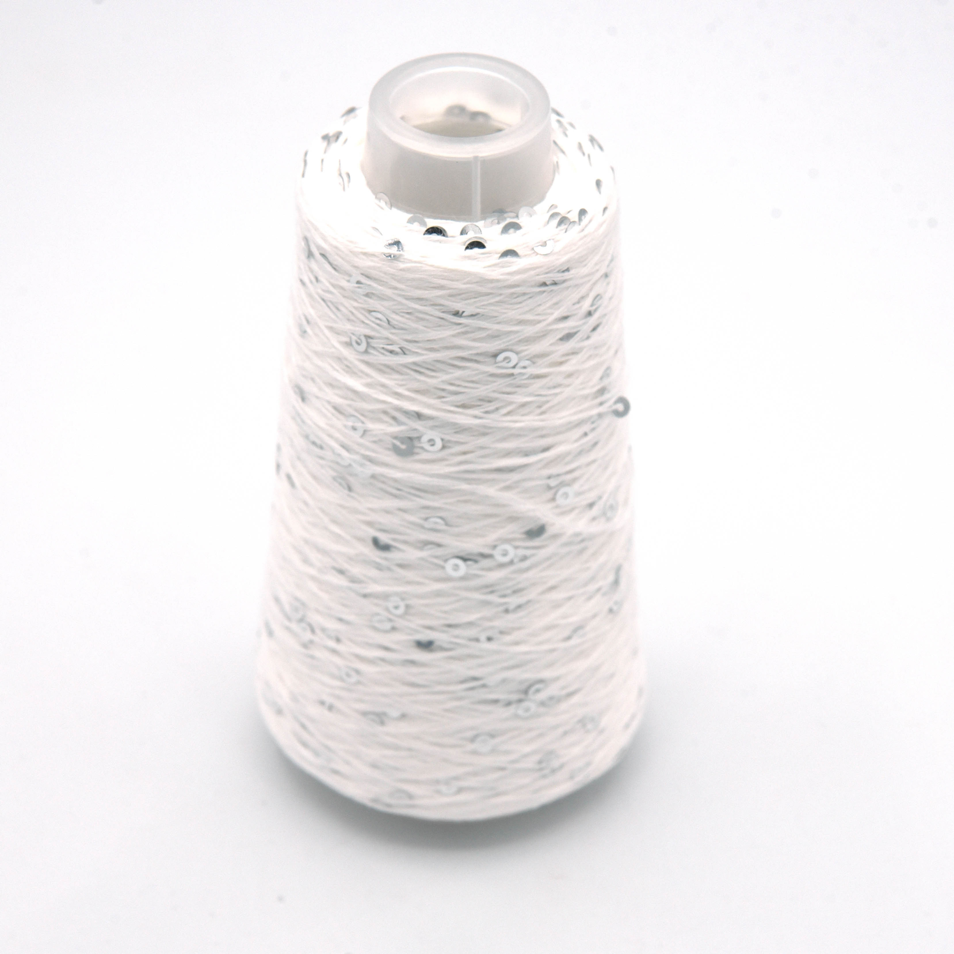 Blanc, Fil Coton Paillettes