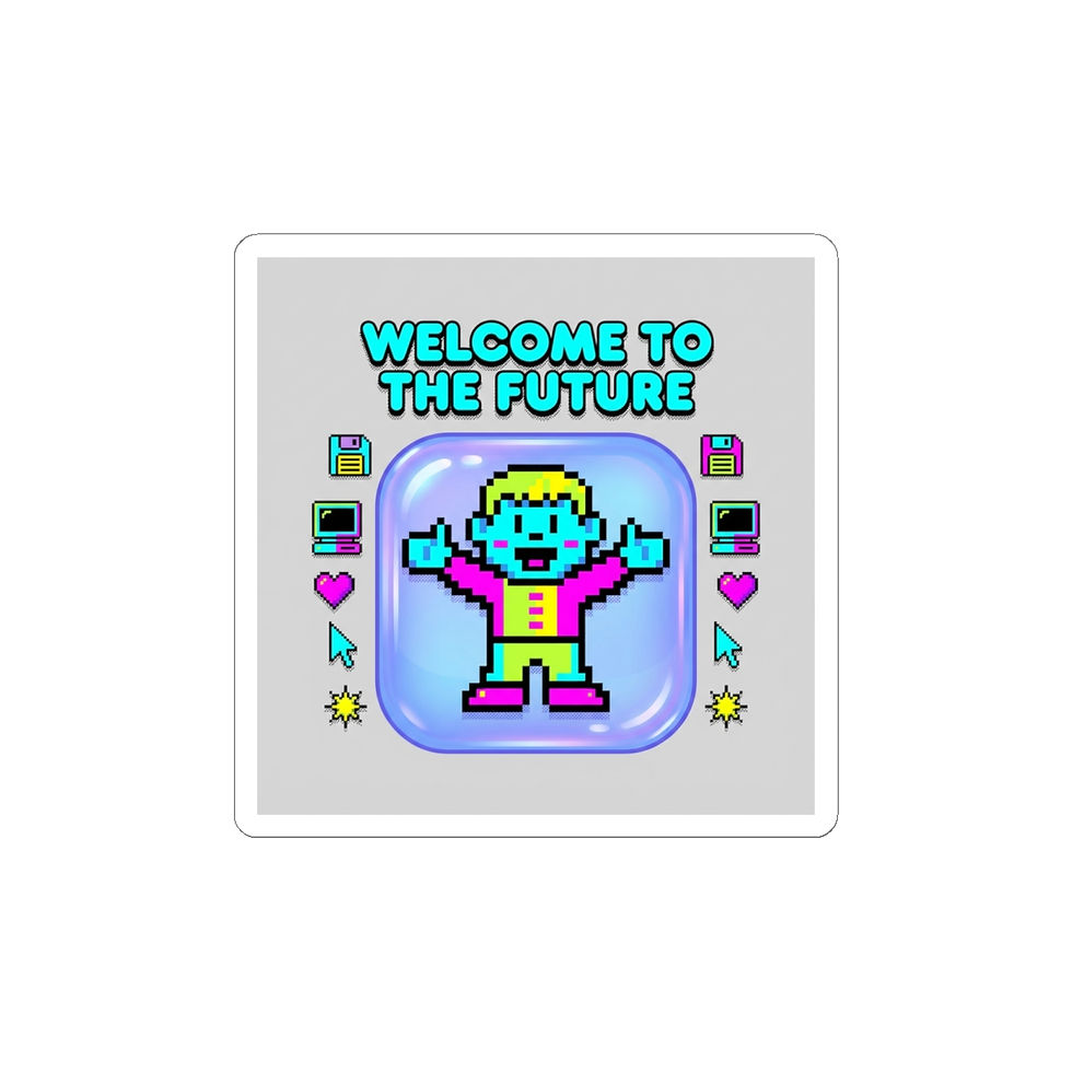Thumbnail: Welcome to the Future Pixel Kid Sticker | Y2K retro tech, virtual pet nostalgia