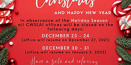 Holiday Season - all CWSLAI offices will be closed