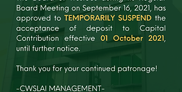 TEMPORARILY SUSPEND - The Board of Trustees during its Regular Board Meeting on September 16, 2021
