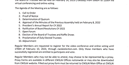 NOTICE OF THE ANNUAL GENERAL MEMBERSHIP MEETING AND ELECTION OF THE BOARD OF TRUSTEES CY 2023