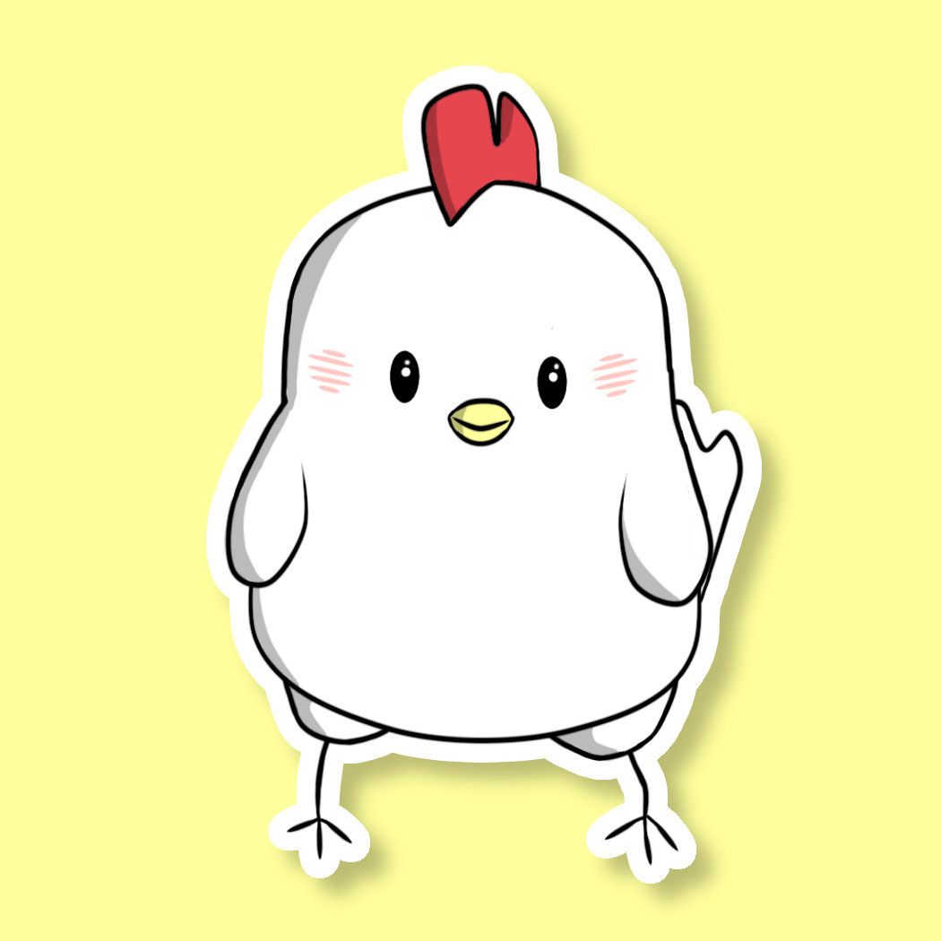 Kawaii Rooster Sticker