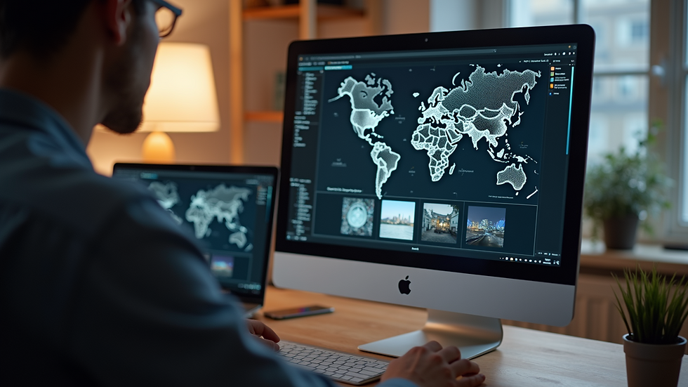 Wide angle view of a person working on a website design