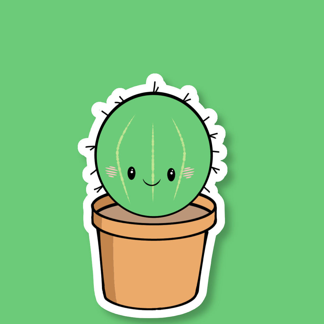 Kawaii Round Cactus Sticker