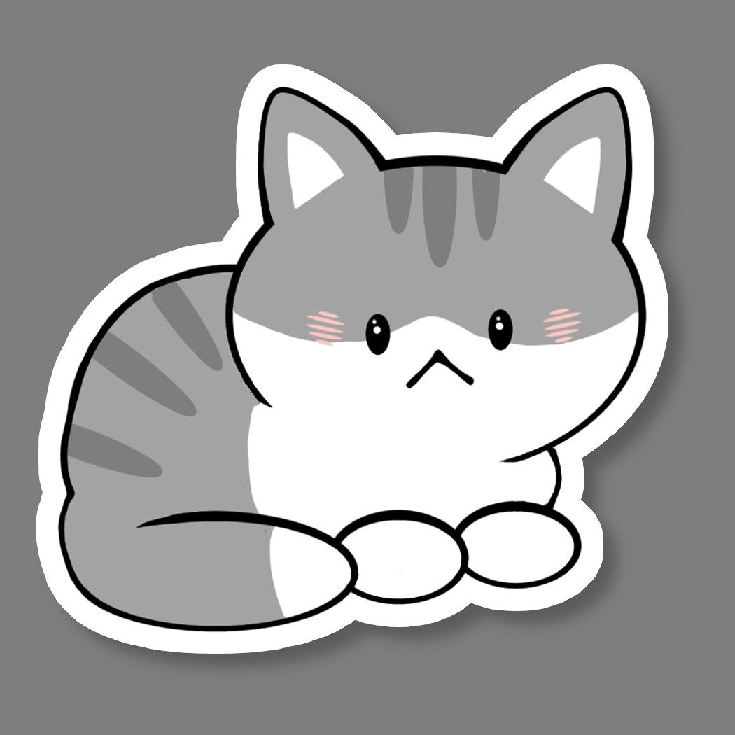 Kawaii Grey Striped Cat Sticker