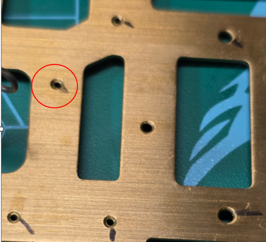 Deep chamfer on bushings with a plate only 1.1mm thick promoting excess wear to the plates