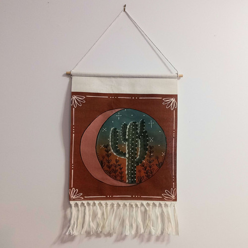 Stylish Cactus Themed Wall Hanging Art Tapestry Solid Flora