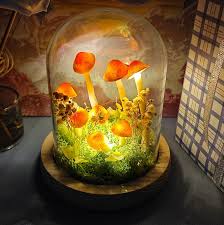 mushroom lamp, red, bright, dome