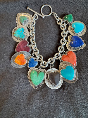 11 stone multi color heart bracelet