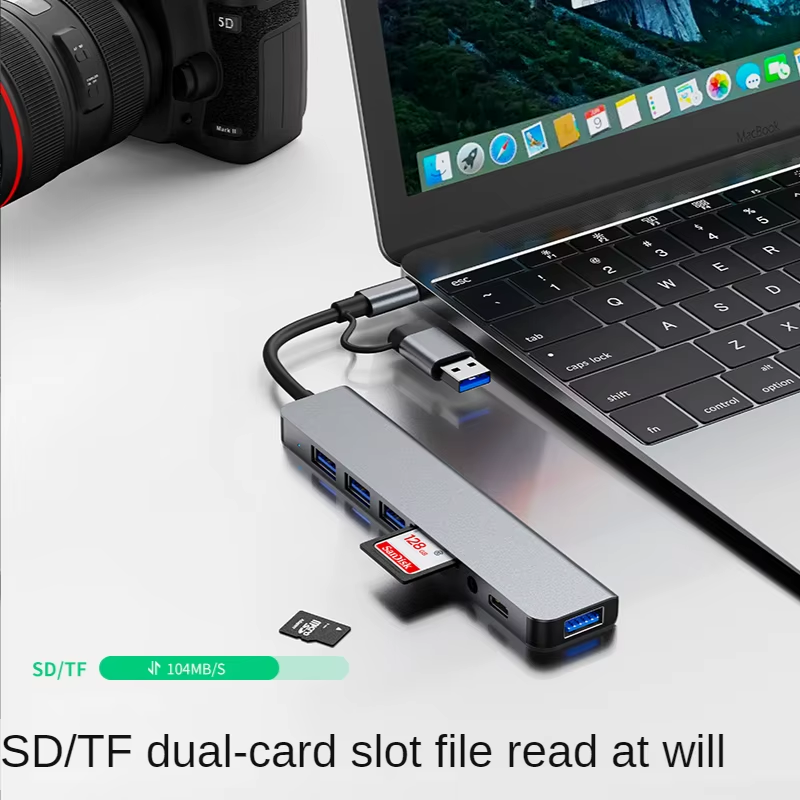 Thumbnail: USB 3.0 Type C Adapter Docking Ststion USB 2.0 Port TF SD Card Reader Audio Outp
