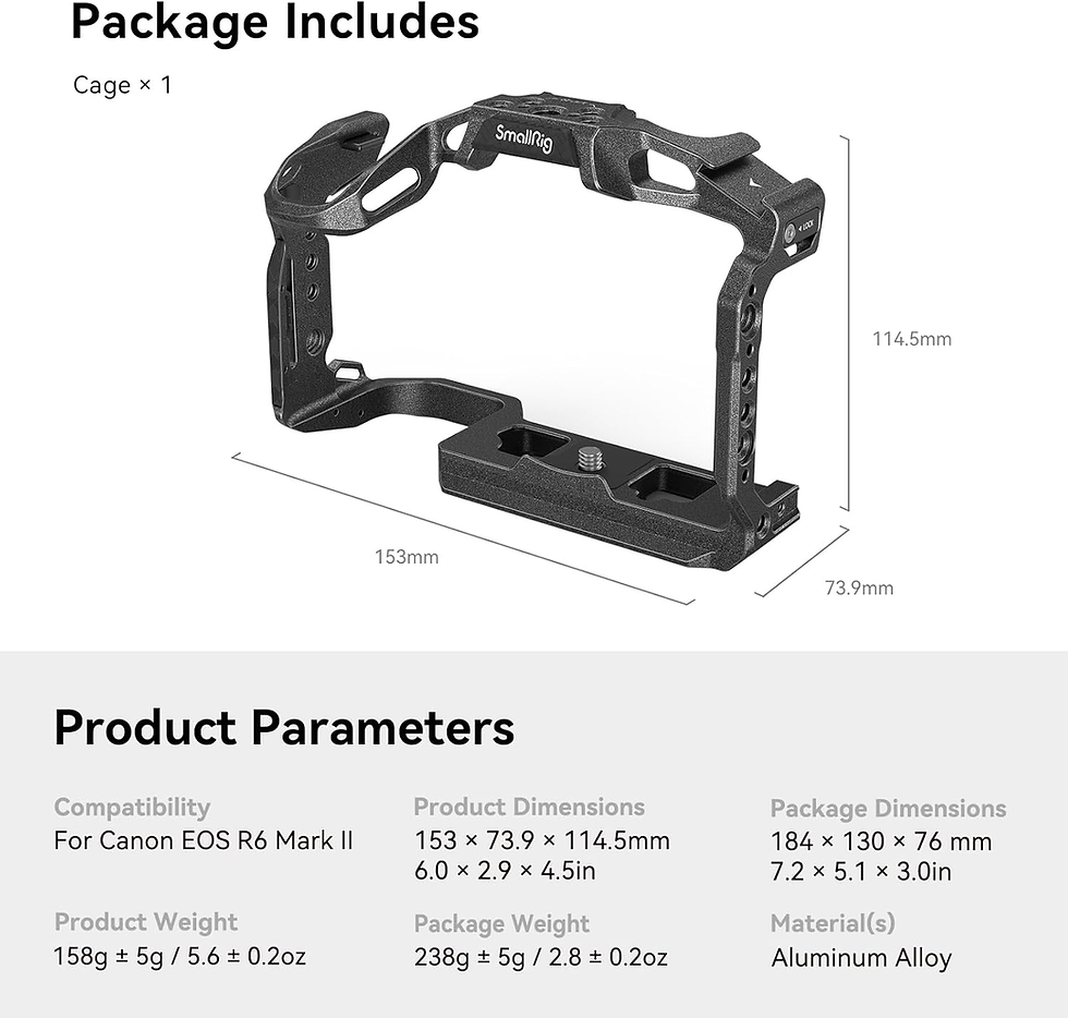 Thumbnail: “Black Mamba”Camera Cage for Canon R6 Mark II and R6 Mark Iii,Quick Release Plat