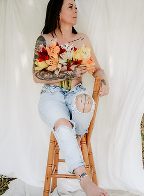 Blumen Barhocker Natur Leinen