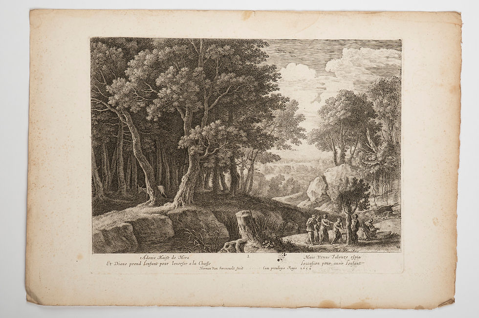 Miniature : Adonis Maît de Mira – Reproduction 19ᵉ d’une gravure ancienne de Herman van Swan