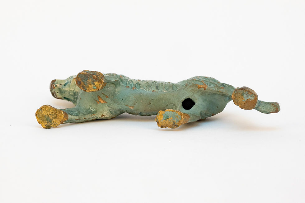 Miniature : detail peinture patinee tigre figurine ancienne
