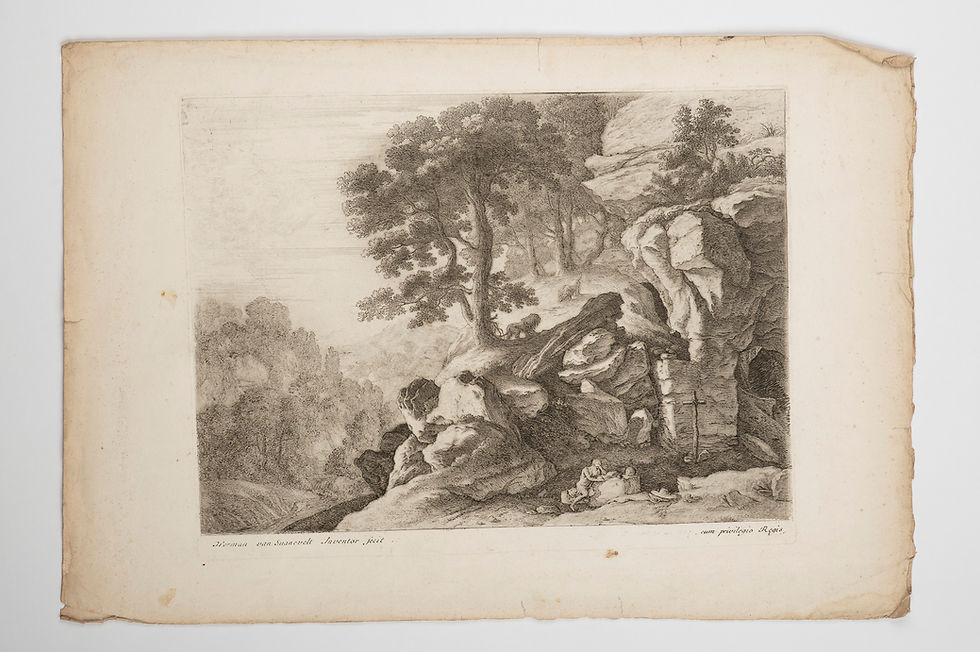 Miniature : L’Ermite en Méditation – Gravure d’Herman van Swanevelt (Reproduction XIXe)