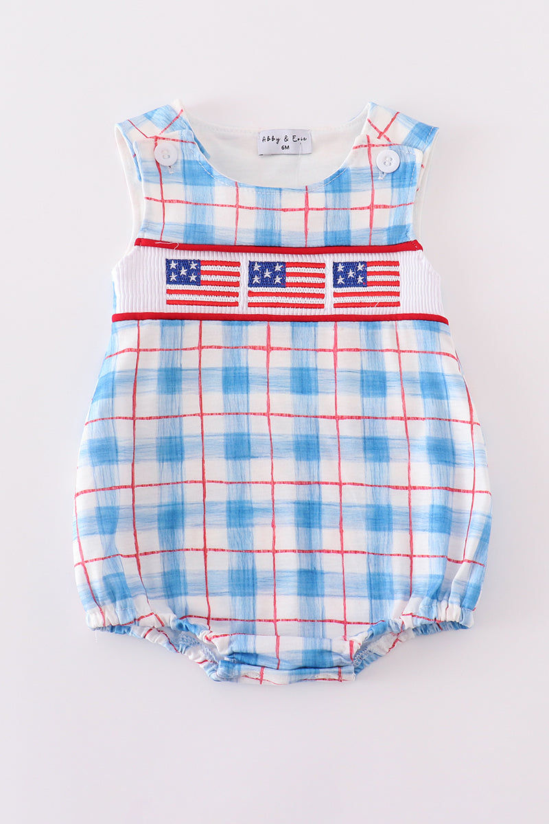 Patriotic Flag Smocked Plaid