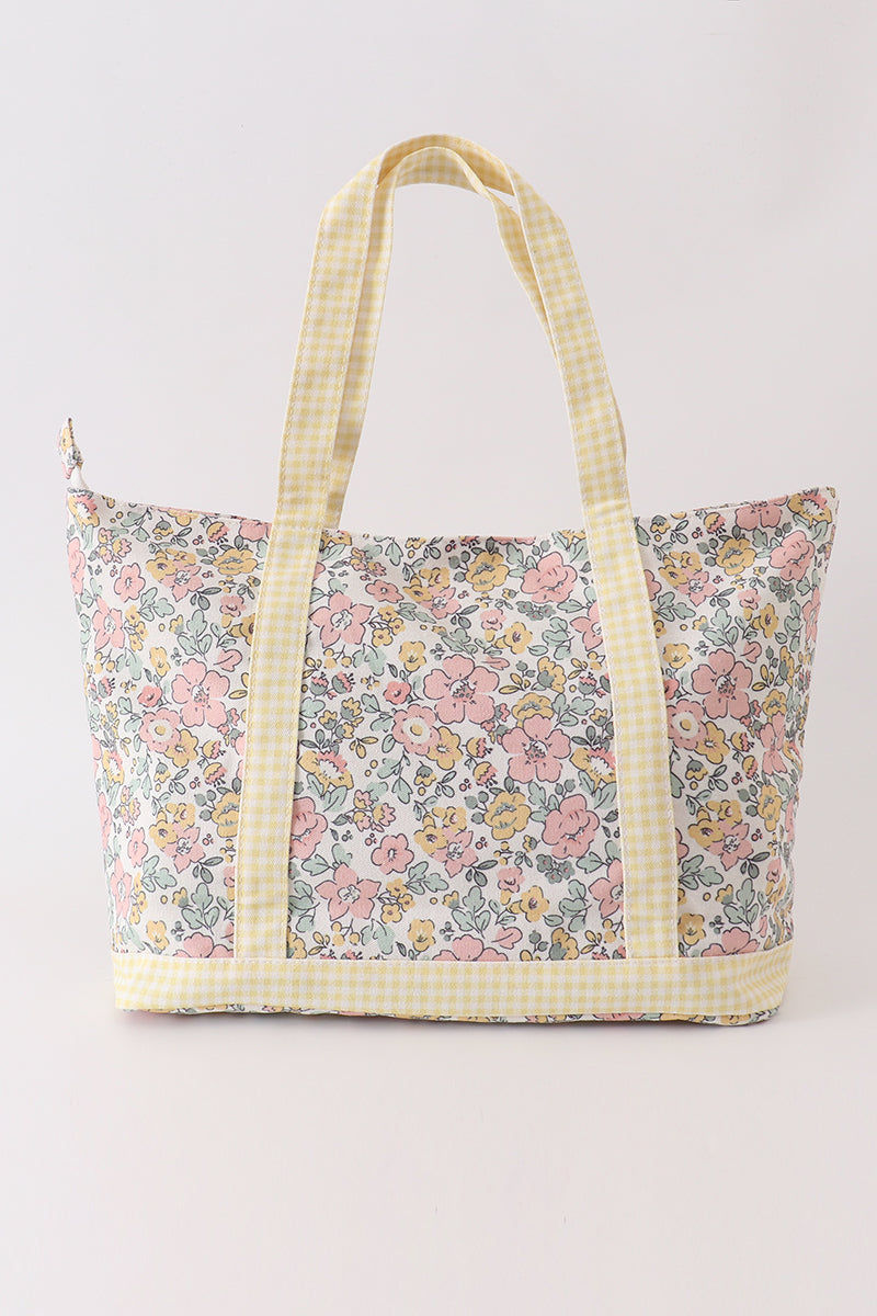 Floral Plaid Tote Bag